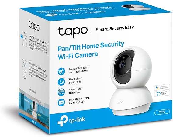 TP-Link Tapo TC70, Cámara Wi-Fi de Seguridad Interior,1080P, Cámara IP Domo  360°
