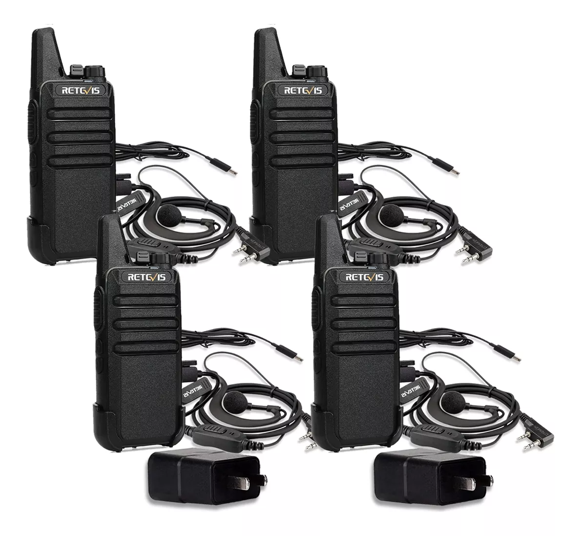 4 Radios Walkie-talkie Retevis Rt22 Usb Frs Con Manos Libres Bandas De Frecuenci
