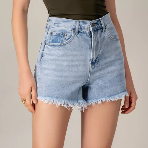 Short Dama Mezclilla Rasgados Moda Cintura Alta