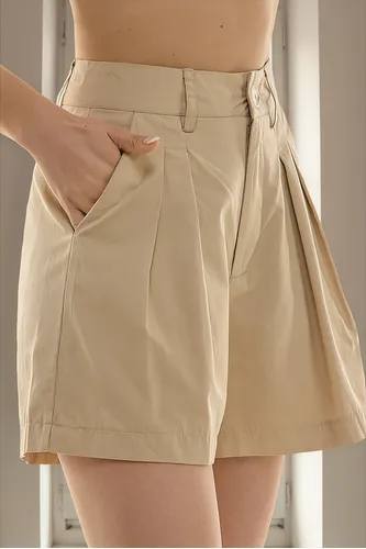 Short De Vestir Cintura Alta Mujer Con Bolsillos