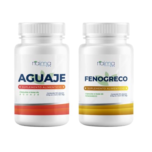 NAIMA Kit de Fenogreco y Aguaje 100 Cápsulas por Frasco | Suplemento Alimenticio