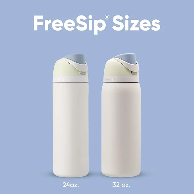Owala Freesip Botella de agua de acero inoxidable con popote para deportes y viajes