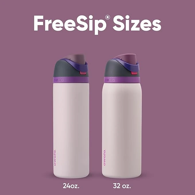 Owala FreeSip - Botella de agua aislada de acero inoxidable con pajita para deportes, viajes y escuela