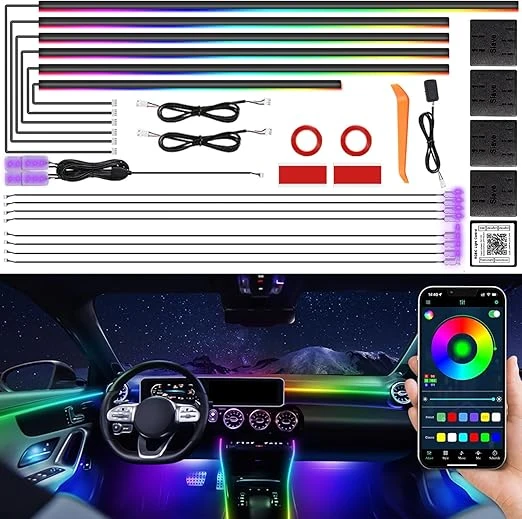 Luces LED para Interior de Auto Acrílica con aplicación inalámbrica