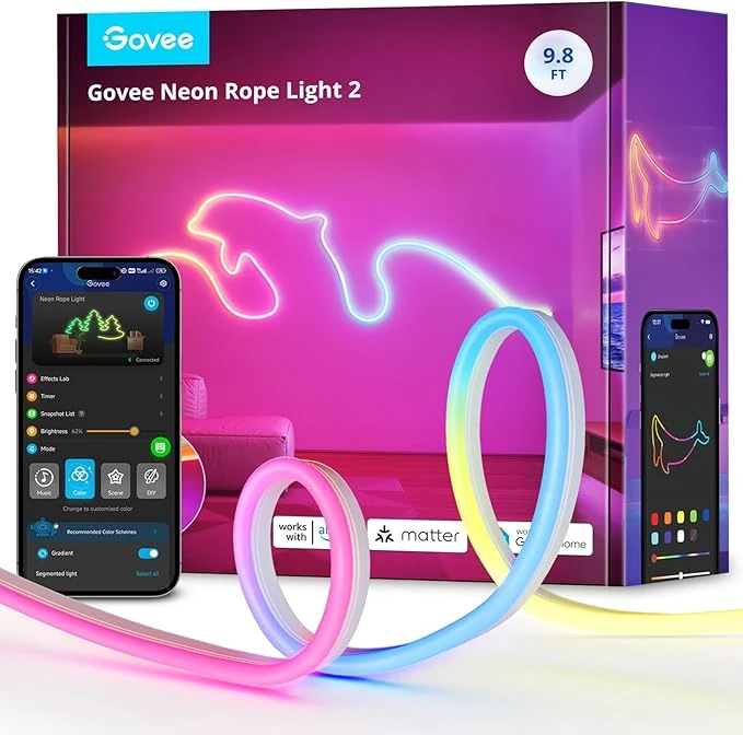 Luces de neón LED Smart Neon Rope Light 2, RGBIC, Alexa