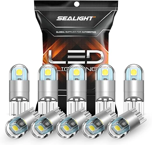 bombillas LED 6000 K, blanco, 168 2825 T10 W5W 3030 chips brillantes, luz de cúpula, puerta de mapa, placa de cortesía, paquete de 10 unidades