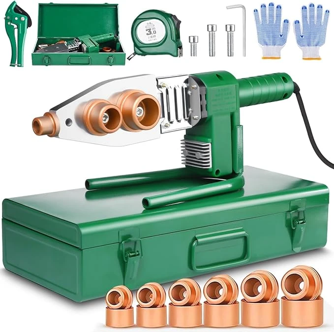 Kit de Termofusora con 6 Dados (20mm A 63mm 110V 1500W Termofusor Herramientas Soldador de Tubo de Agua PláStico Para PE/PPR/PB/PVDF/HDPE/PVC