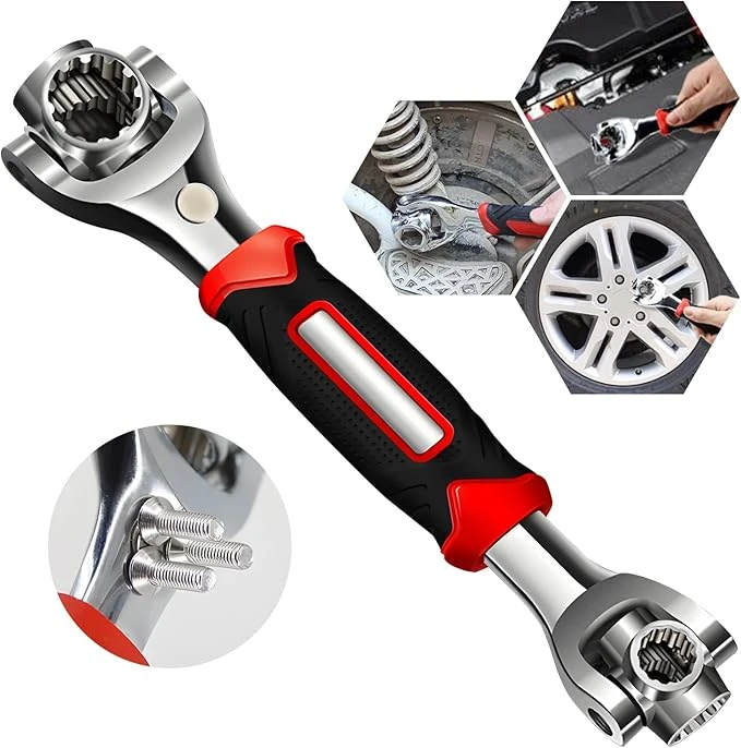 Llave Multifuncional LSHSXPX Llave de Plomero, Llave Universal con Cabezal Giratorio de 360 Grados, Adecuada para Reparación de Automóviles en el Hogar