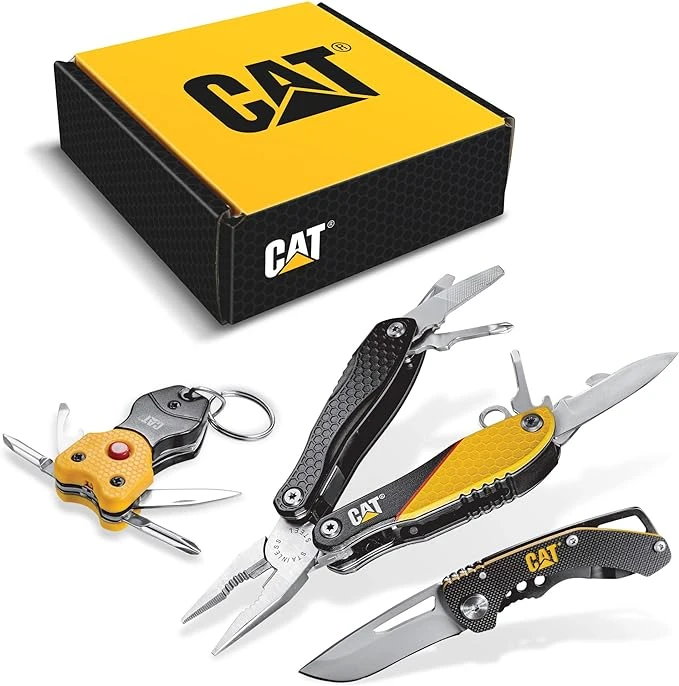 Cat Juego de 3 piezas 12 en 1 multiherramienta, cuchillo y llavero multiherramienta