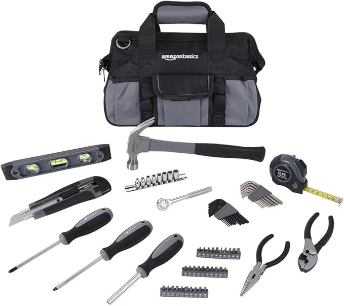 Juego de 65 herramientas de reparación básicas para el hogar con bolsa