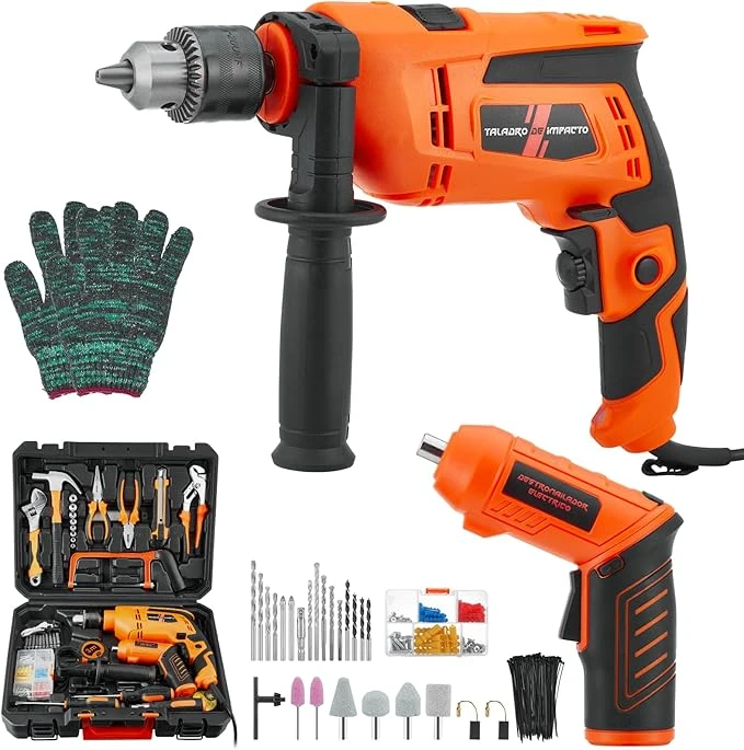 Rotomartillo 1/2",Taladro Rotomartillo Kit,Taladro de Impacto Con Kit De Herramientas