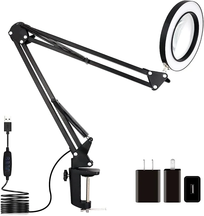 Vilike Lupa con Luz LED 10X |Lámpara de Aumento 72 LED 3 Modos de Color