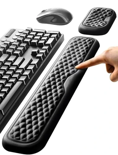 Timotech Reposamuñecas, Descansa Muñecas para Teclado, Almohadilla para Mouse, Soporte de Muñeca para Computadora, Cojín de Brazo de Espuma Viscoelástica Suave para Escritorio