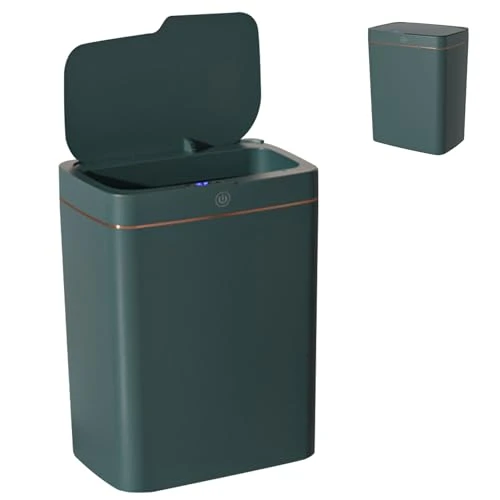 HEKAMU 18L Cubo De Basura Automático Con Sensor,Sin Contacto USB Rechargeable Botes de Basura Inteligente Con Tapa Eléctrica,Cubo de Basura Impermeable,para Baño,Cocina, Oficina, Recámara (Verde 18L)