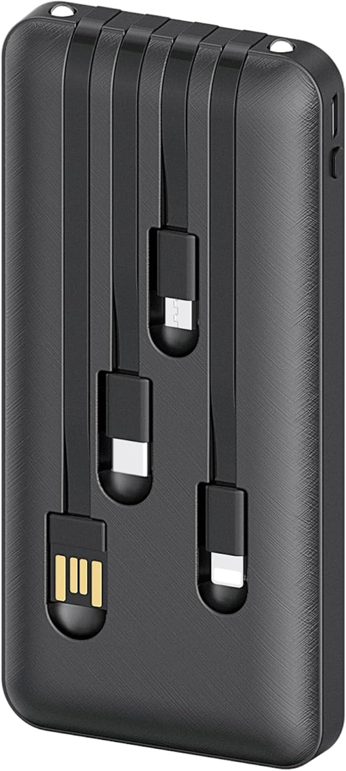 1 Hora Power Bank 10000mAh, 4 Cables Incorporados