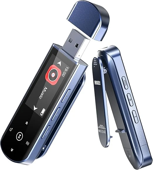Reproductor MP3 USB de 64 GB con clip, reproductor de música portátil con almacenamiento de alta fidelidad y radio FM