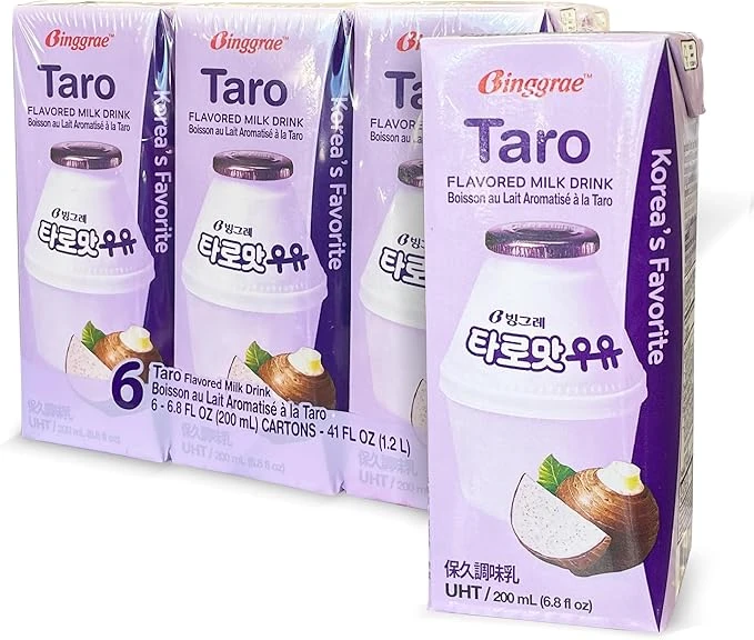 Leche Saborizada Binggrae Leche Coreana Taro 6 Pack 200ml
