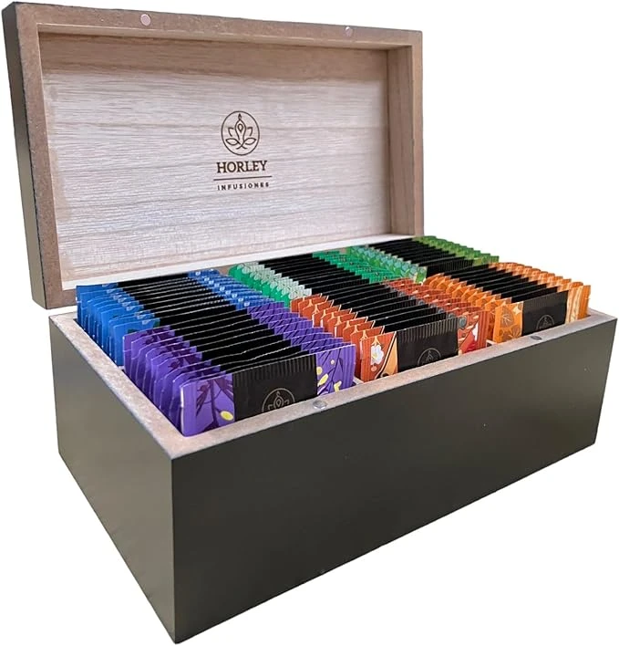 Té Horley, Caja de Madera Varios Sabores, 655 gramos