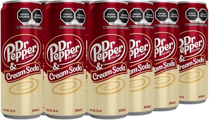 Dr Pepper, Cream Soda 355 ml, Lata Sleek (paquete de 12)