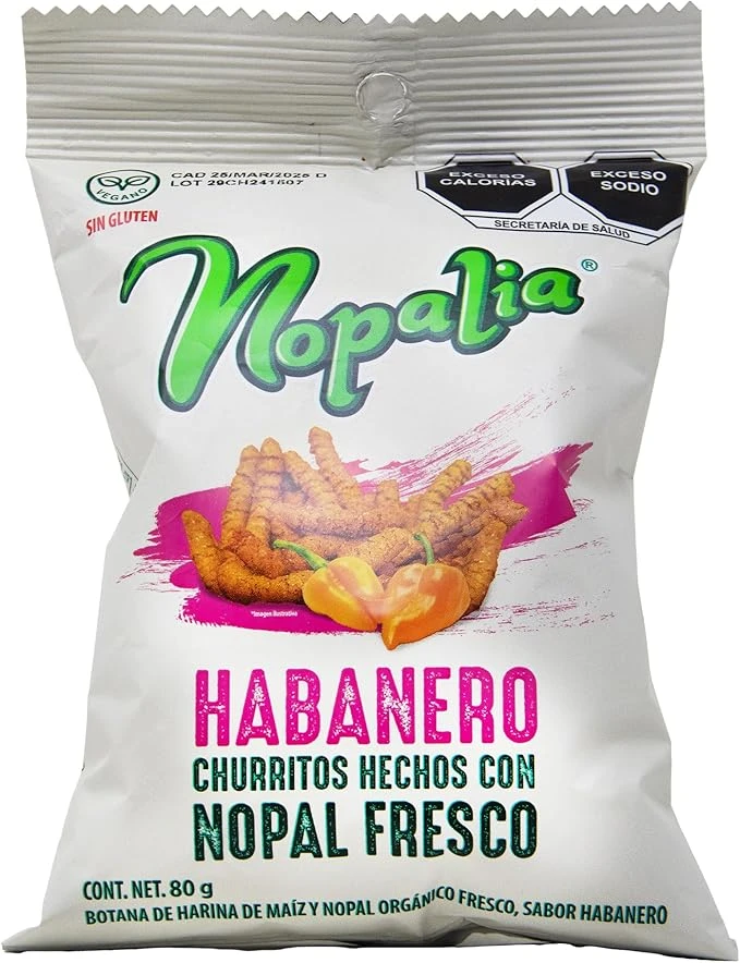 Churritos de Maíz y Nopal Orgánico Fresco, Sabor Habanero