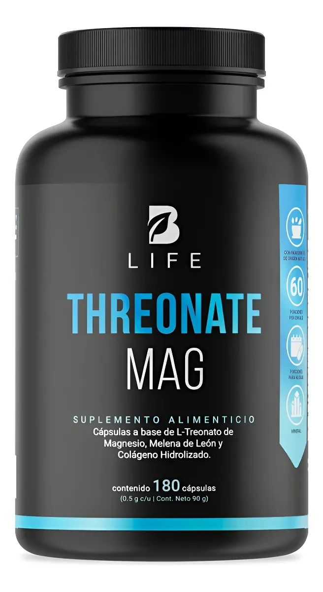 L-treonato De Magnesio De 180 Capsulas. L Threonate B Life