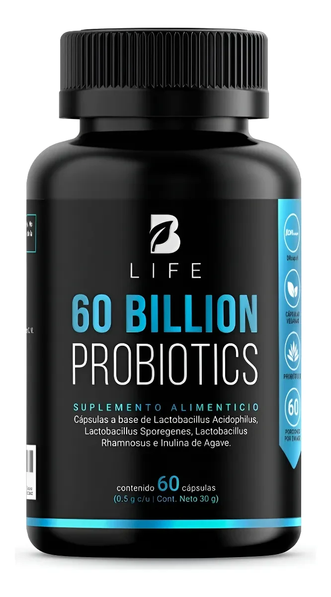 60 Billones de Probióticos/prebióticos 60 Cápsulas B Life 30g