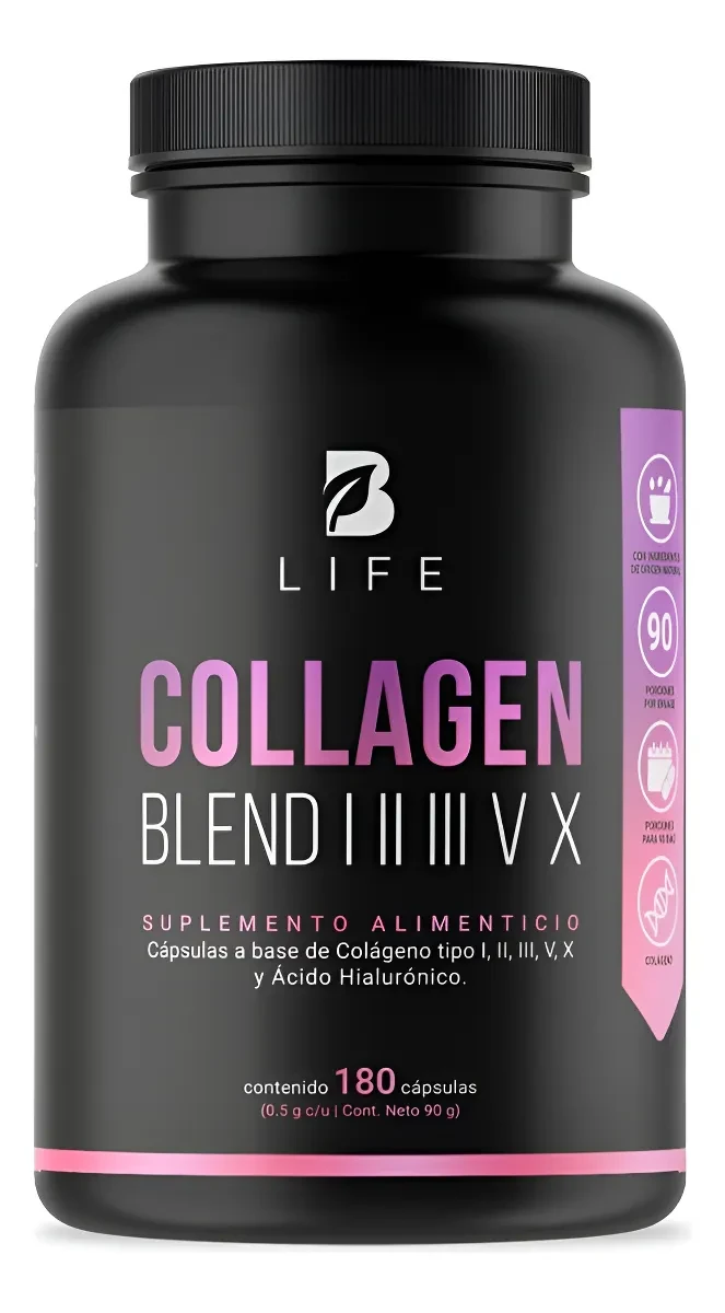 Mezcla De Colágenos Tipo I, II, III, V Y X 180 Cápsulas B Life