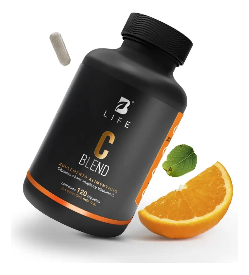 Vitamina C + Jengibre con 120 Cápsulas de 600 mg | Apoya Energía, Defensas Naturales y Bienestar General | C Blend B Life