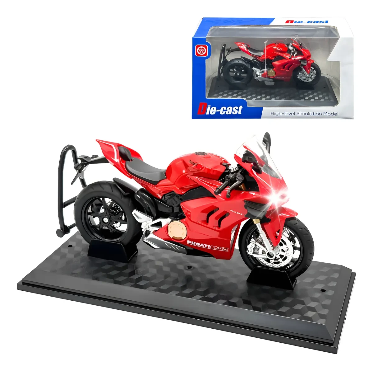 Ducati Panigale V4s Metal Motocicleta Con Luz Y Sonido 1:12