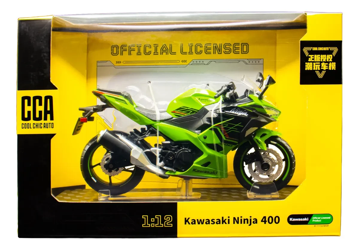 Cca Kawasaki Ninja 400 Metal Moto Juguete Carros Con Base Coleccionable Escala 1:12