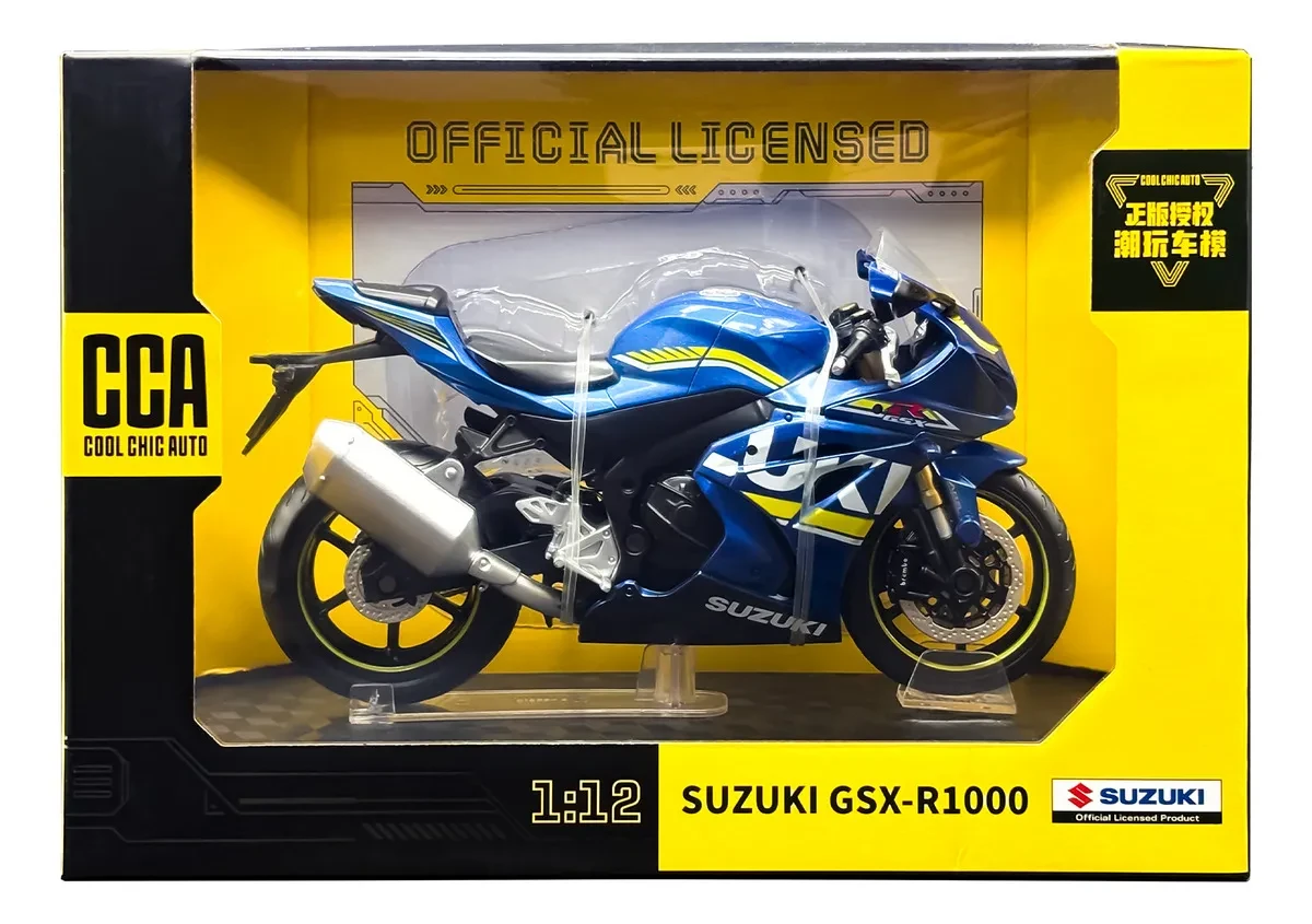 Cca Suzuki Gsx-r1000 Metal Moto Car Con Base Juguete Carros Coleccionable Escala 1:12